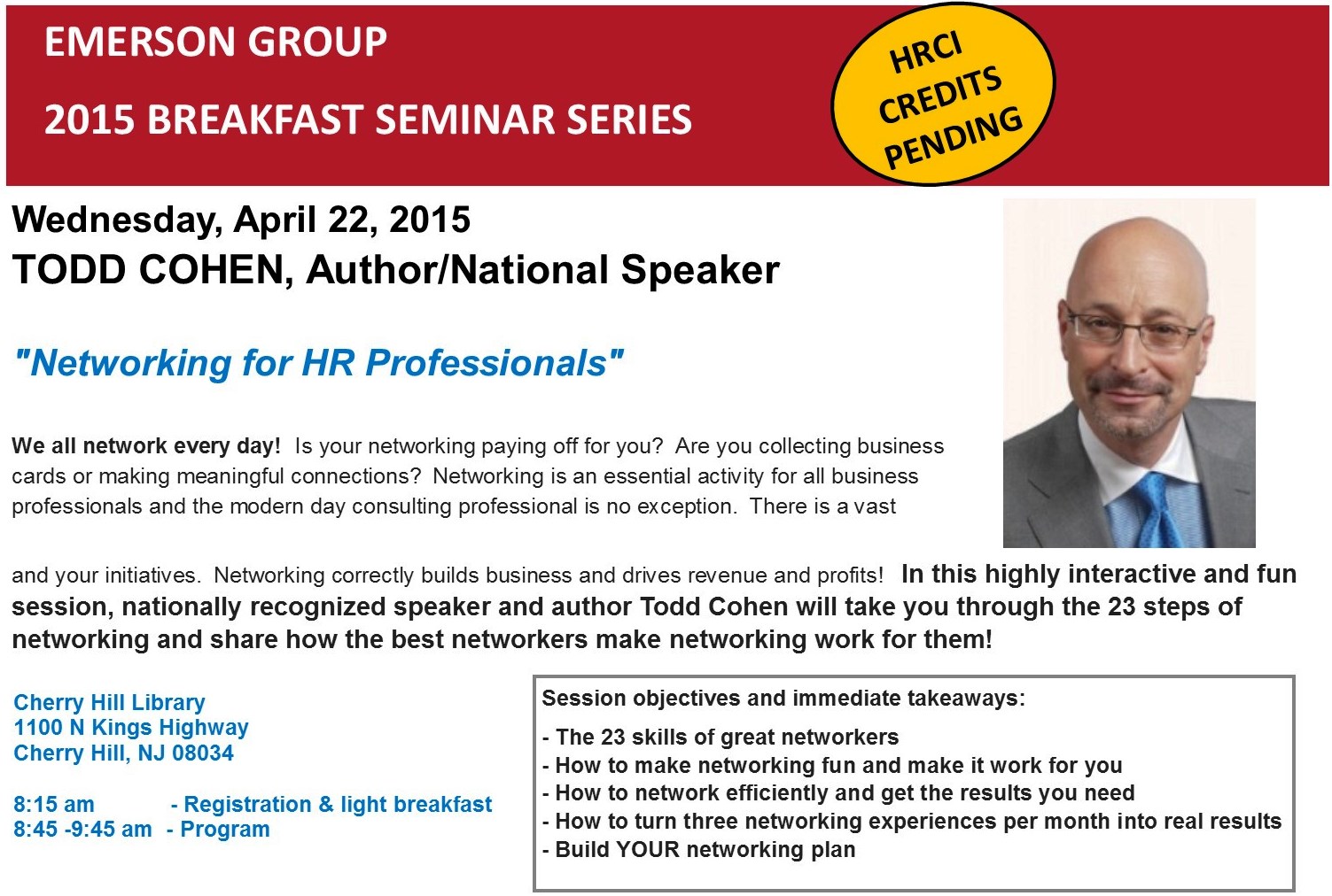 HRCI CREDIT APPROVED BREAKFAST SEMINAR with Nationally Recognized